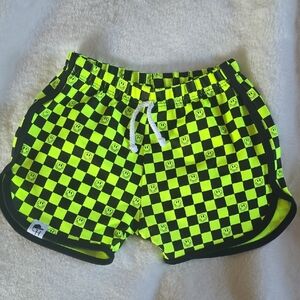 GeorgeHats Neon Checkered Smiley Face Swim Shorts